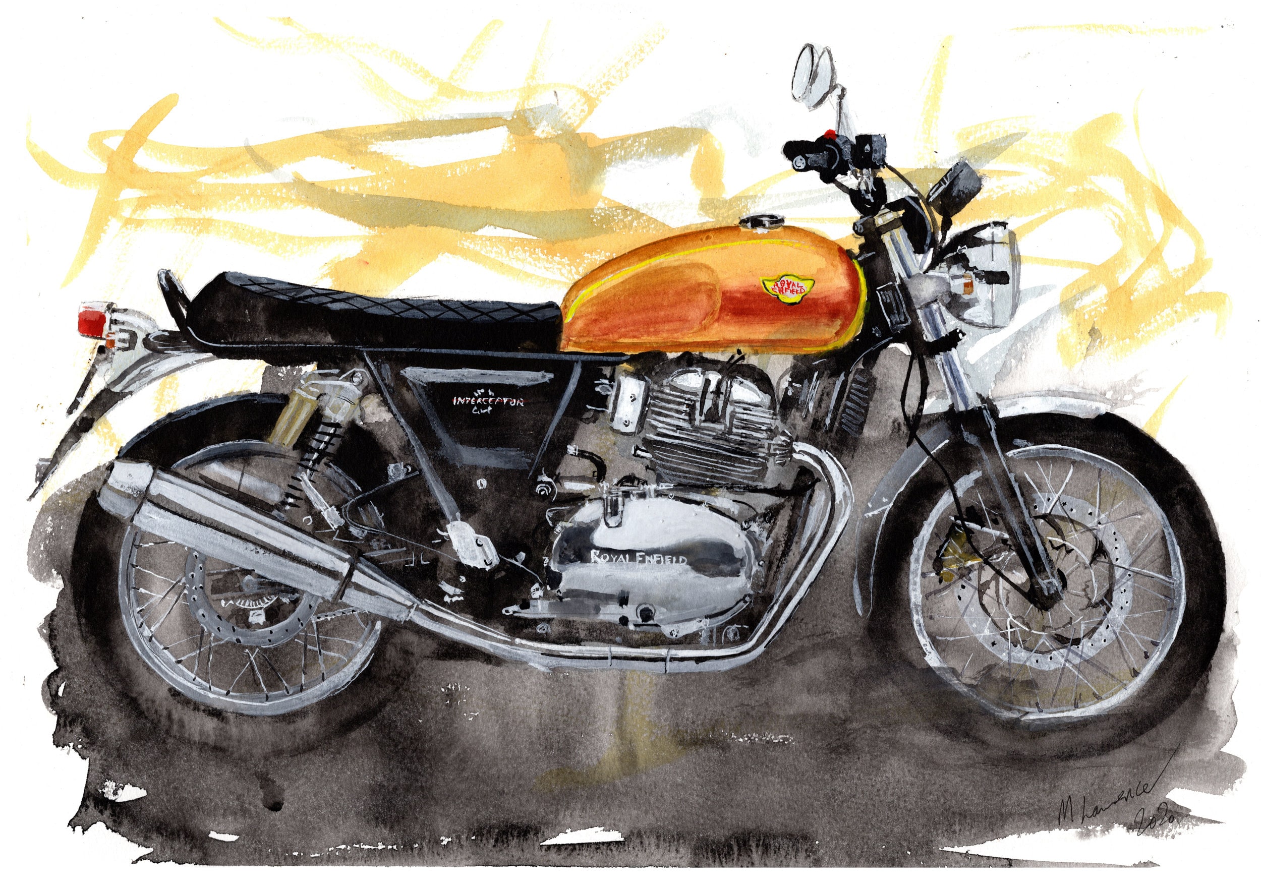 Royal Enfield C5 Classic original artwotk, man cave decoration gift for men  Art Print by Drawspots Illustrations - Fine Art America