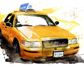 Painting of a Ford NYC Taxi New York City   Limited Print .