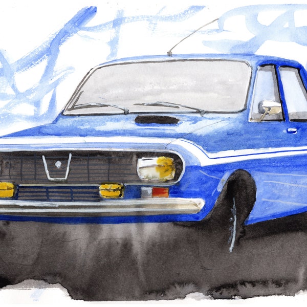 Peinture d'une voiture classique Renault 12 Gordini, impression limitée.