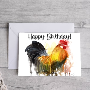 Tarjeta de cumpleaños de pollo, descarga digital imprimible
