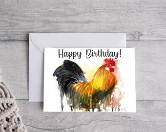 Carte d'anniversaire poulet coq, téléchargement numérique imprimable