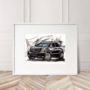Stampa Cadillac SRX dipinta a mano. Poster esclusivo della Cadillac SRX. Decorazione murale automobilistica in edizione limitata.