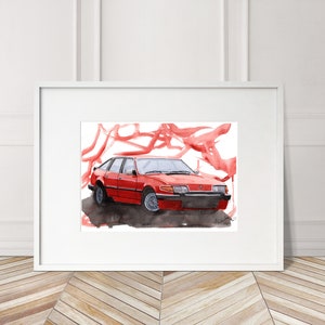 Stampa Rover SD1 3500 V8 dipinta a mano. Poster esclusivo della Rover SD1. Decorazione murale automobilistica in edizione limitata.
