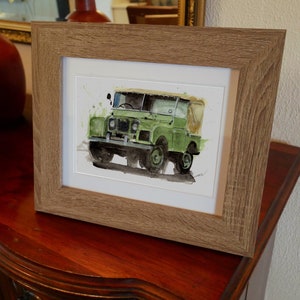 Stampa Landrover Serie 1 dipinta a mano. Poster Landrover unico. Decorazione murale automobilistica in edizione limitata.