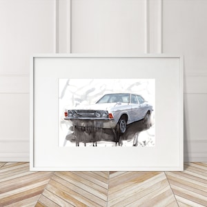 Stampa Ford Cortina Mk 3 dipinta a mano. Poster esclusivo della Cortina Mk 3. Decorazione murale automobilistica in edizione limitata.