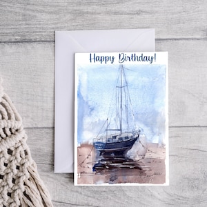 Sailboat Birthday Card, Printable Digital Download