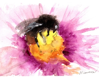 British Bumble bee Numbered limited edition Giclee Print of a Watercolour Painting