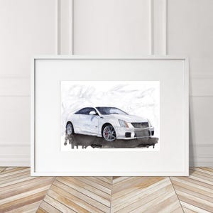 Stampa Cadillac CTS-V dipinta a mano. Poster esclusivo della Cadillac CTS-V. Decorazione murale automobilistica in edizione limitata.