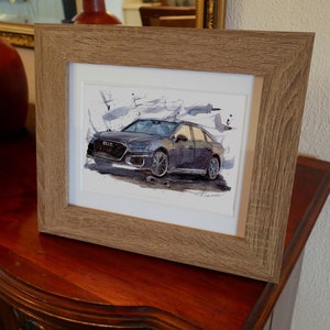 Stampa Audi A6 dipinta a mano. Poster Audi A6 unico. Decorazione murale automobilistica in edizione limitata.