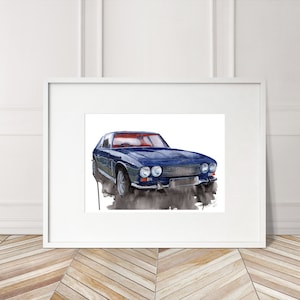 Stampa Jensen Interceptor dipinta a mano. Poster Jensen unico. Decorazione murale automobilistica in edizione limitata.
