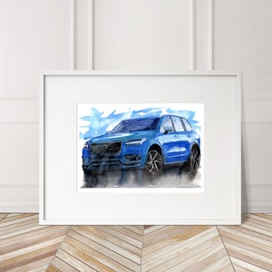 Stampa Volvo XC60 dipinta a mano. Poster XC60 unico. Decorazione murale automobilistica in edizione limitata.