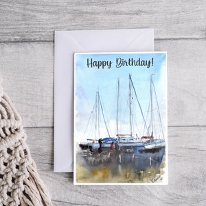 Sailboat Yacht Birthday Card, Printable Digital Download