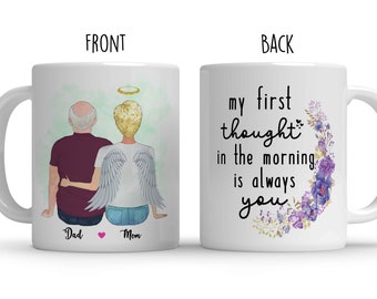 IN HEAVEN MEMORIAL Mug-Custom  Memorial Gift for Dad-Mom in heaven Gift-Family Loss of Mother Mom-Memorial gift Mug for Husband-Angel Wings