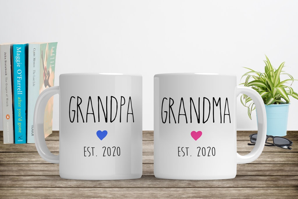 Gender Reveal Gift for Grandparents,grandma and Grandpa Mug Set,cute Pregnancy Announcement,new