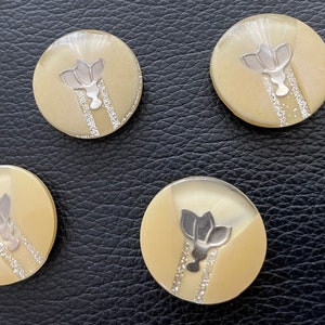 8 buttons with lotus flower in it semi transparent, vintage approx. 22 mm