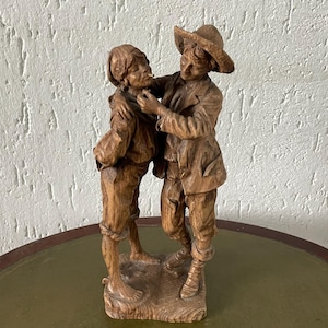 Deutschland 29 cm / 11,5" Statue 2 rauchende Männer Handgefertigt von Gg. Lang Selig Erben aus Oberammergau Siehe Text Ca. 1950er Jahre Batavia Bavaria