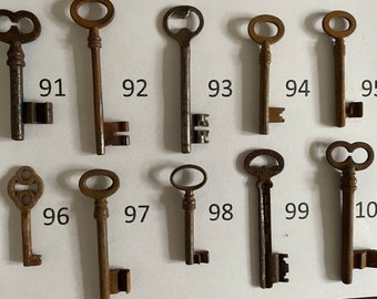 Antike Skelettschlüssel aus Spanien und Portugal – 6 bis 10 cm (2,5 bis 4 Zoll). Antik, keine Reproduktion – Preis gilt pro Schlüssel. Gleicher Preis