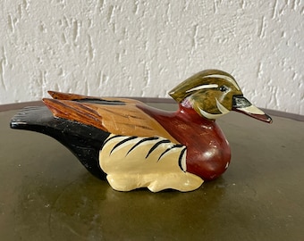 wooden duck 18 cm (7 inch) Beautiful hand-painted and colorful. tufted duck