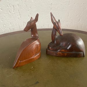 インパラアンテロープヤギ2頭セット - アフリカの木彫り 約10 cm/4インチ テキストと写真をご覧ください