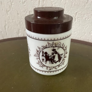 Tarro de cristal opalino con tapa de rosca - Vintage - aprox. Tarro para servir café, leche en polvo, 12 x 8 cm