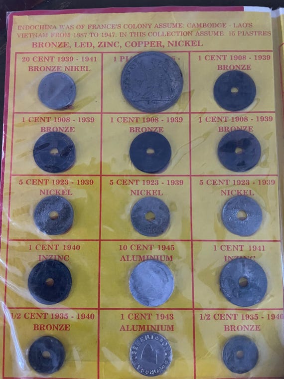 Vietnam Set/35 Coins Collection Indochine -annam Vietnam 1802-1976