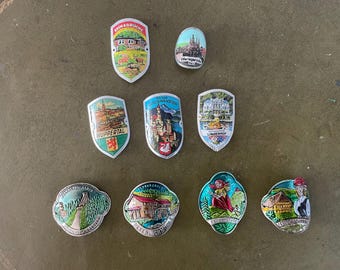 Souvenir walking stick plates metal Vintage Walking Stick Medallion Germany - collecting Travel tourism holiday Germany Bavaria etc
