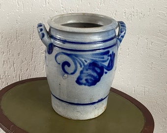26 cm 10 inch hoge Keulse pot 15 cm open ruimte bovenop -  Ca. 3 kg.  Steengoed stoneware zoutglazuur Duitsland handbeschilderd Vintage