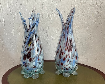 12&quot;/ 30 cm Set/2 Murano style vases Vintage 1950s - in very good condition