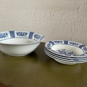 5-piece dessert set - large platter with 4 bowls. Dessert dishes or breakfast bowls. Alfred Maekin Staffordshire England Decor Melody