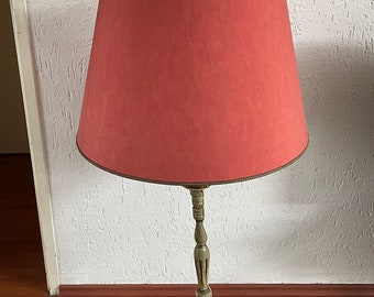 Antieke vloer lamp hout - 120 cm hoog houtsnijwerk polychroom beschilderd hout - Kap gratis bij ophalen