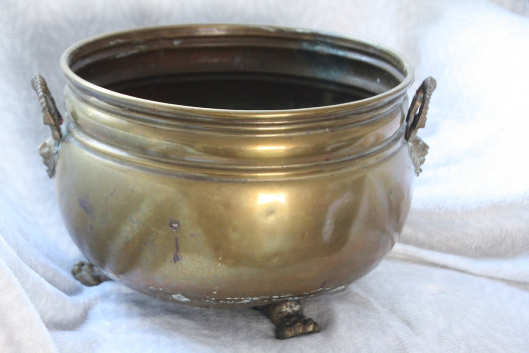 Very Large Copper Flower Pot Yellow Copper With Lion's Etsy