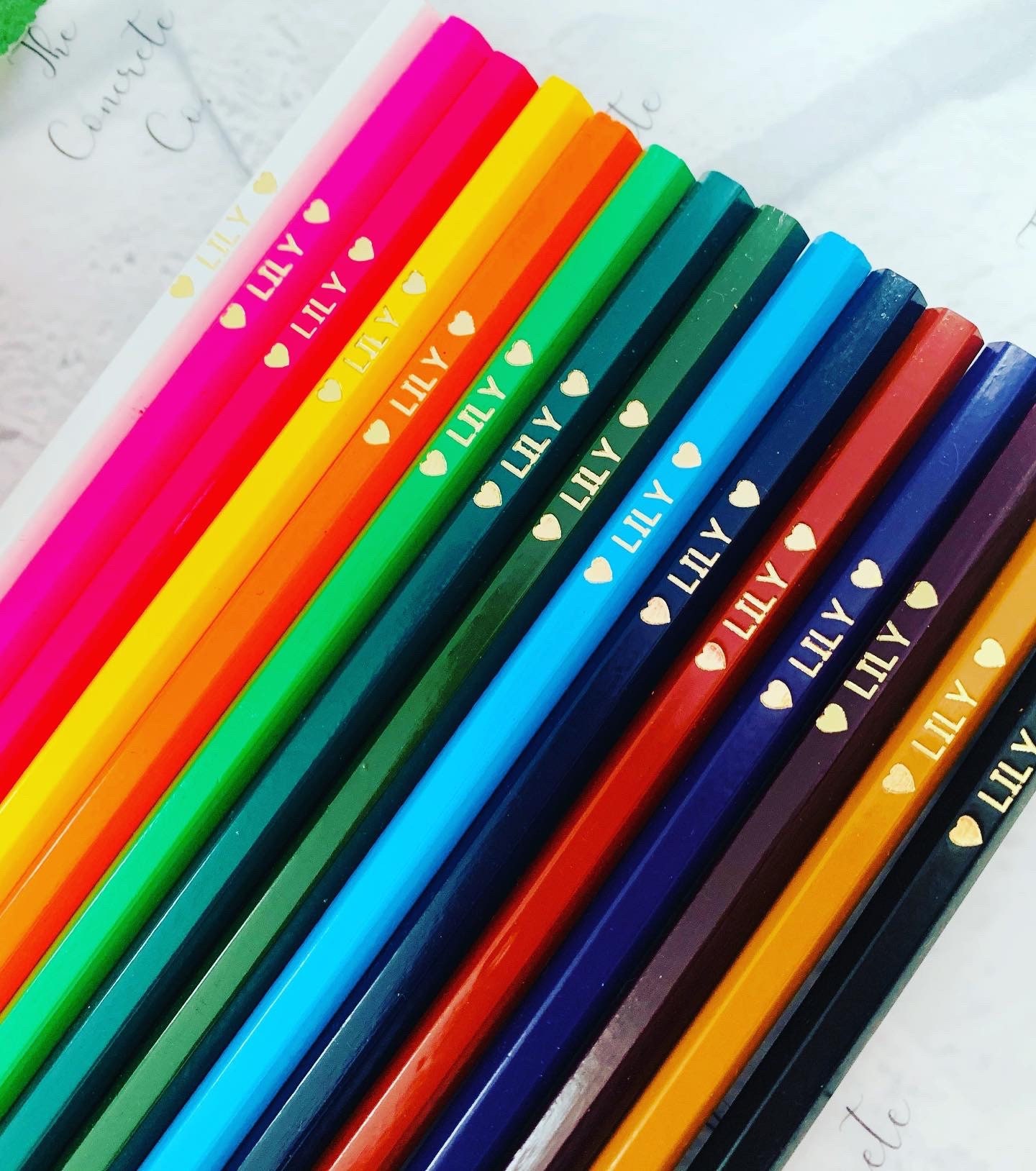 Set of 12 Personalised Colouring Pencils School Homework Drawing Name ...