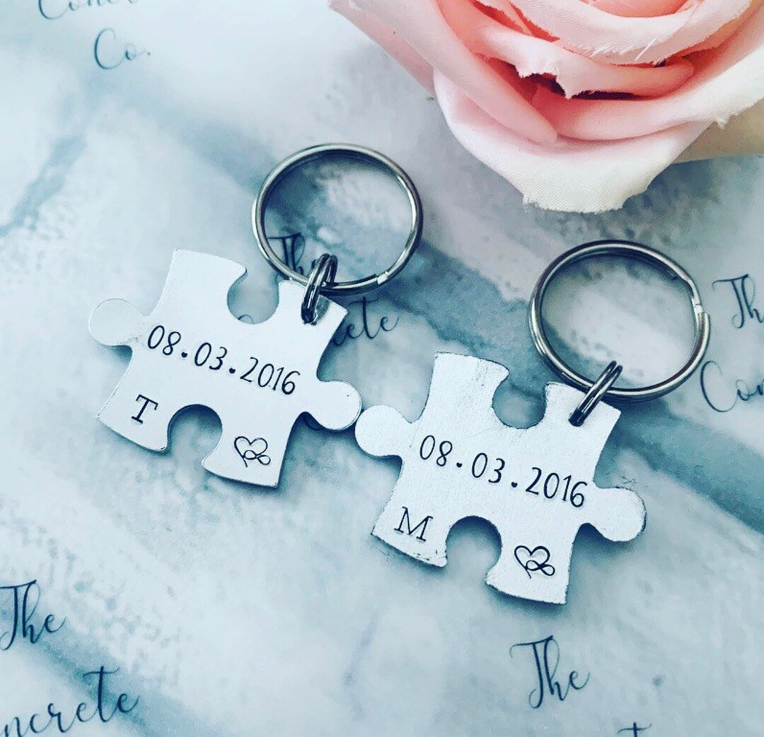 Key Ring Present Personalised Couples Keyring Set Gift Present Wedding Anniversary ...