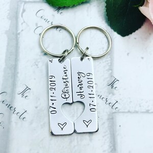 Personalised Couples Keyring Set Gift Present wedding anniversary Valentines Day Christmas 10th Wedding Anniversary Aluminium Engagement