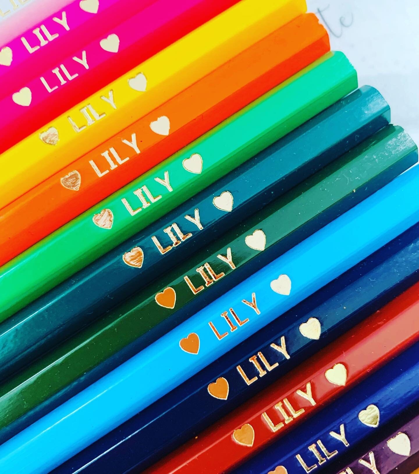 Set of 12 Personalised Colouring Pencils School Homework Drawing Name ...