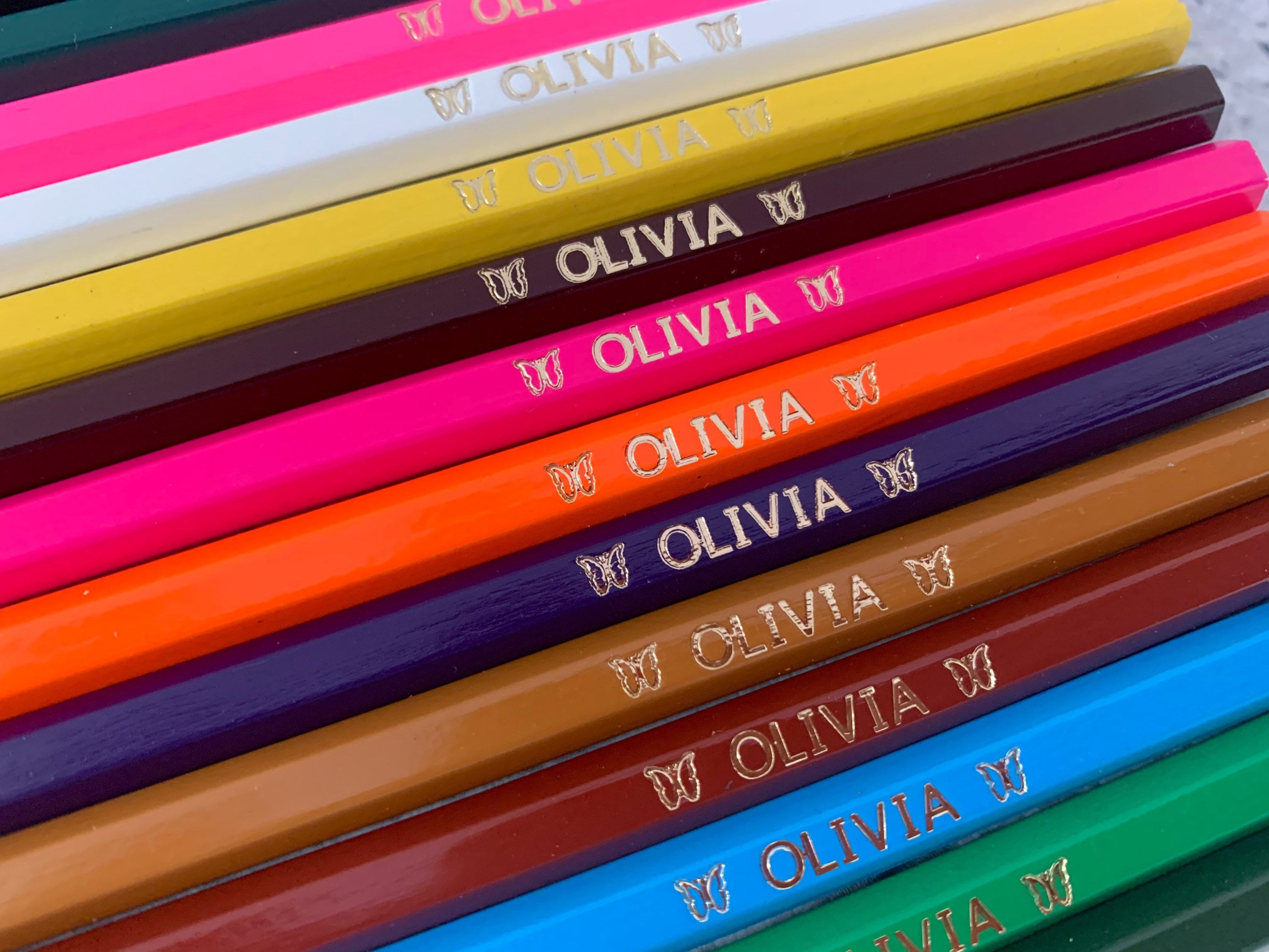 Set of 12 Personalised Colouring Pencils School Homework Drawing Name ...