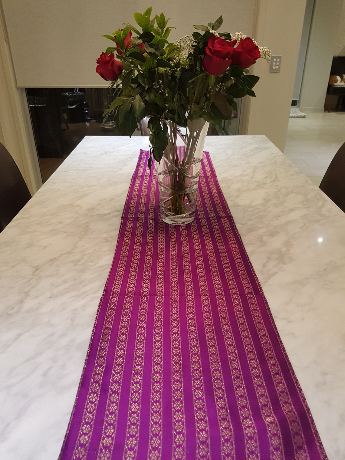 Table Runners Handmade From Indian Purple and Gold Size 120cm Etsy