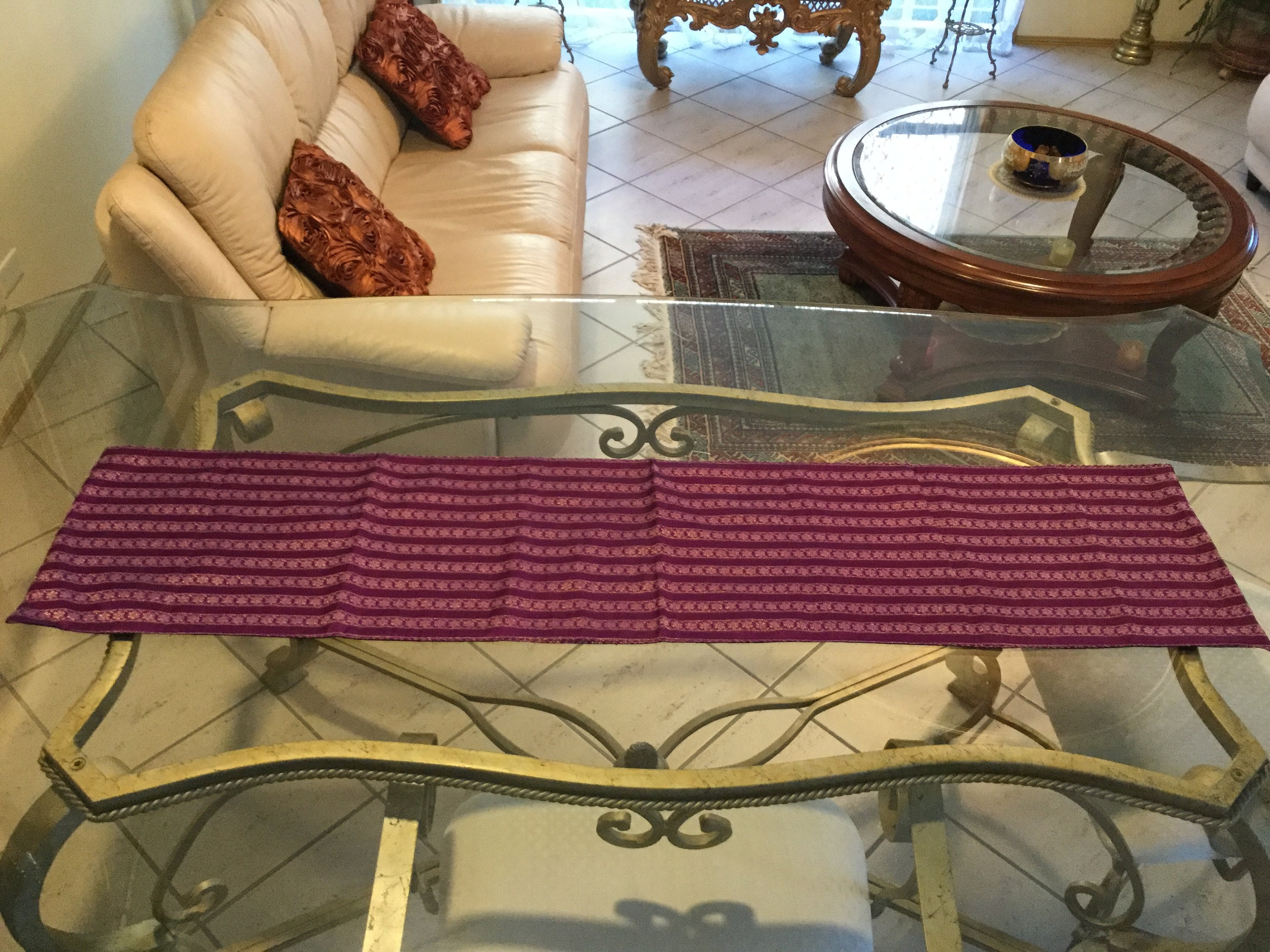 Table Runners Handmade From Indian Purple and Gold Size 120cm Etsy