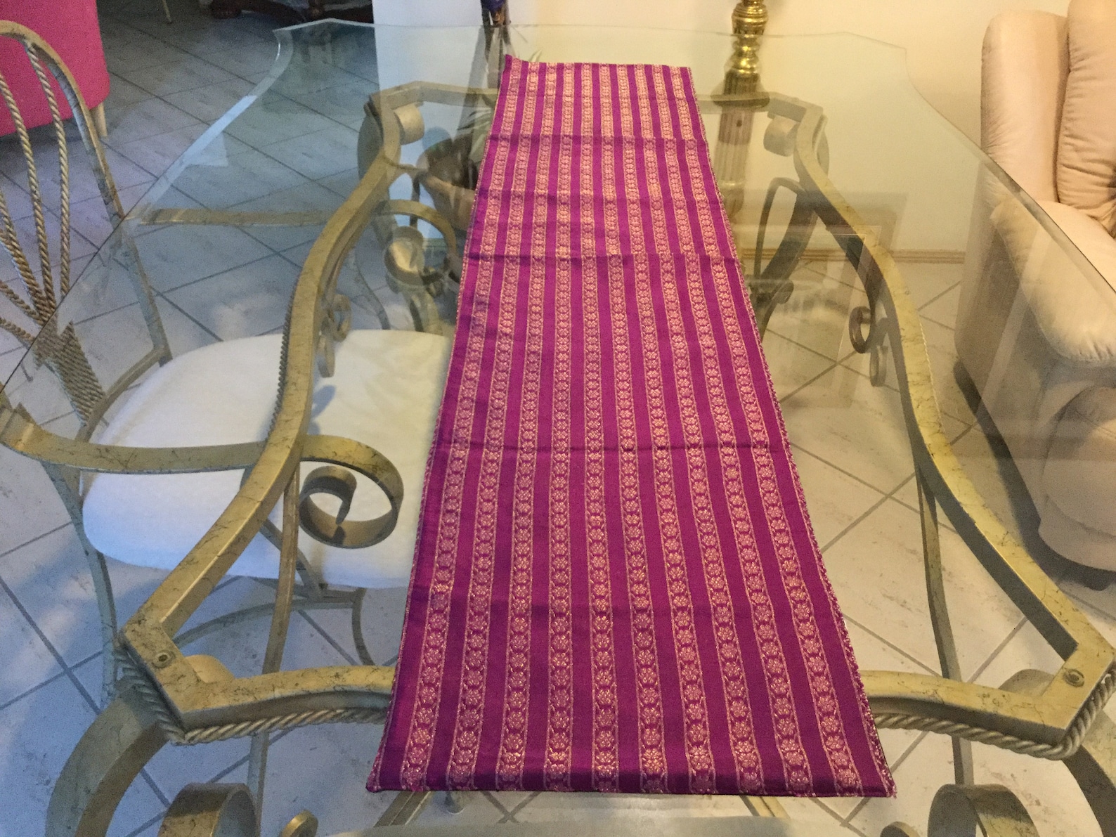 Table Runners Handmade From Indian Purple and Gold Size 120cm Etsy