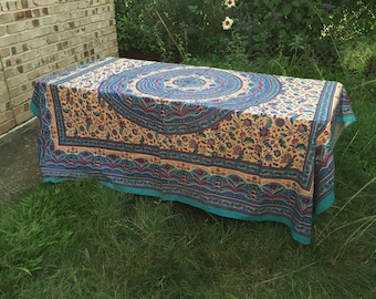 Table Cloth (Hand printed) Blue Dream Engagement 245 cm x 215 cm