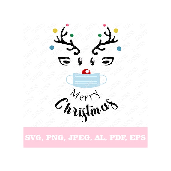 Download Reindeer With Face Mask Svg Merry Christmas Svg Etsy