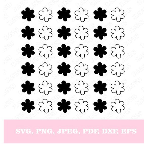 Download Black And White Flowers Silhouette Simple Flower Svg Flowers Etsy