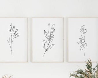 Flower Line Art Etsy flower line art etsy