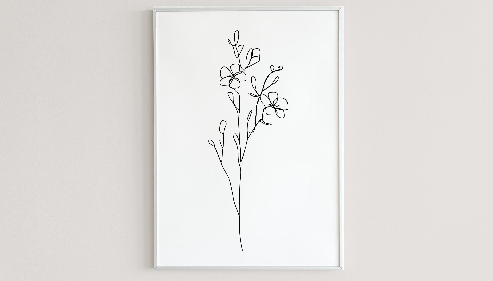 Minimalist plant line drawing print botanical art | Etsy