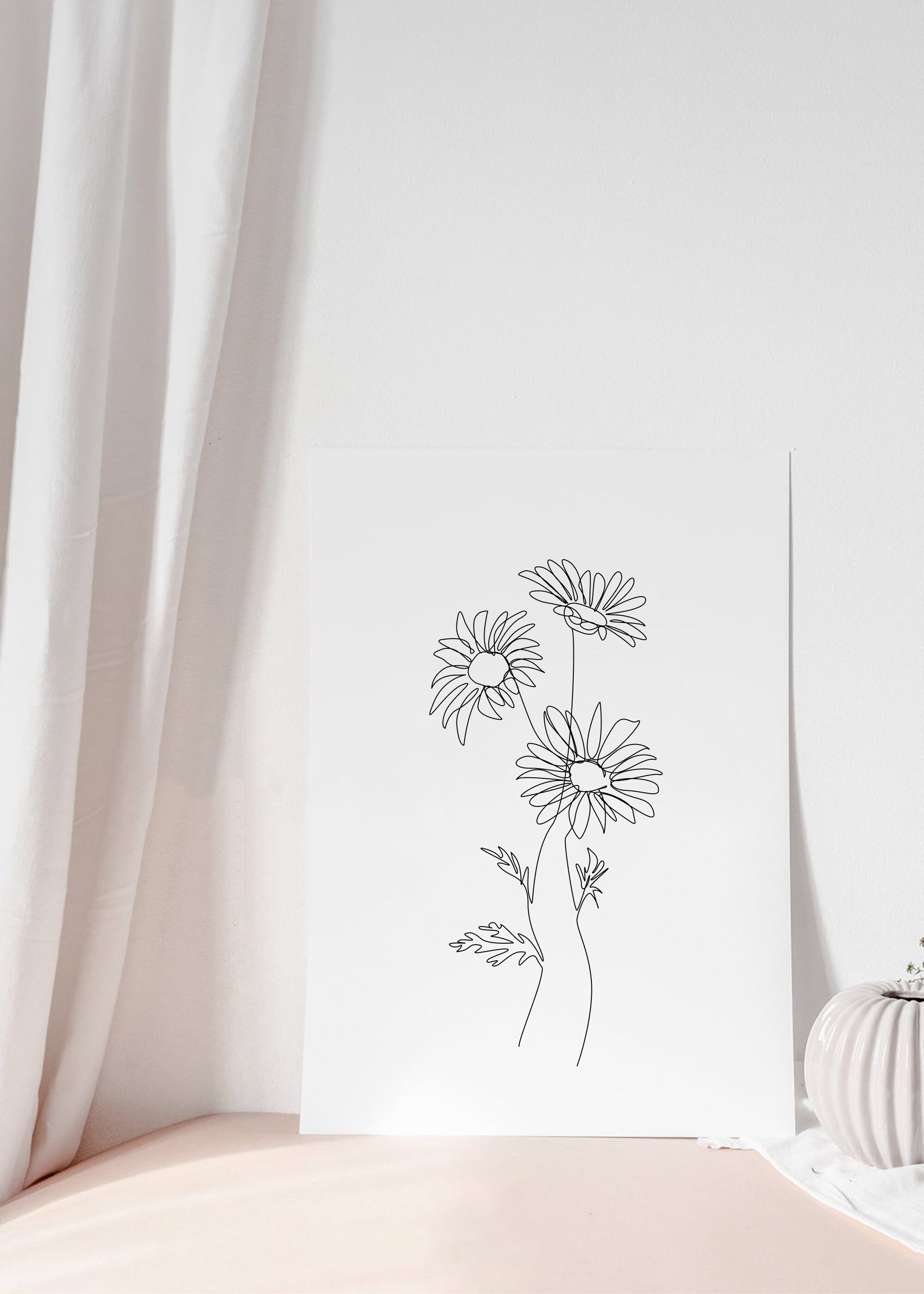 Daisy flower original botanical wall art floral digital svg | Etsy