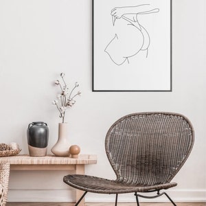 Erotic Line Art Ass, Print Naked Woman, Butt One Line Art, Abstract Ass
