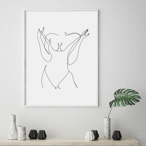 Modern Wall Art, One Line Art Print, Female Body, Woman Body Art Print ...