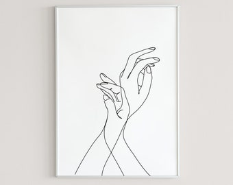 Outline Hands Art Etsy