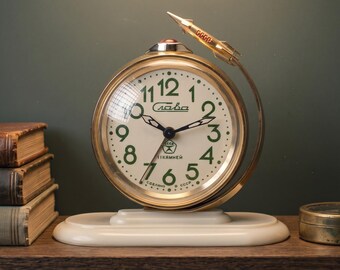Slava Rocket Alarm Clock, Metal Vostok Rocket | Soviet USSR Space Clock, Working | Ships from USA