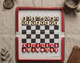 Soviet Travel Chess Set SIMZA Magnetic | USSR Pocket Chess Game | Vintage Cold War